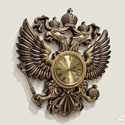 Часы с гербом РФ, резные из массива ясеня — необычный подарок — фотография 2