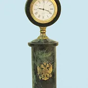 Настольные часы с гербом России и змеевиком, 250 мм — оригинальный подарок — фотография 2
