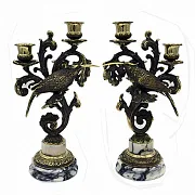 Подсвечники «Колибри» из латуни, бронзы и мрамора — необычный подарок — фотография 2