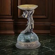 Подарочный подсвечник «Водолей» из бронзы и змеевика — фотография 1