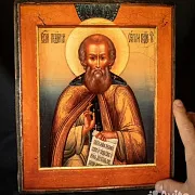 Икона "Святой Сергий Радонежский". Ручная работа — оригинальный подарок — фотография 1