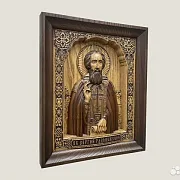 Святой Сергий Радонежский икона из ясеня — необычный подарок — фотография 2