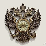 Часы с гербом РФ, резные из массива ясеня — необычный подарок — фотография 4