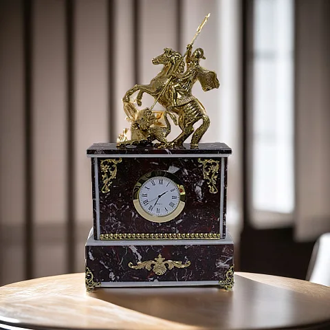 Ручная работа: Каминные часы «Георгий Победоносец», 180×65×270 мм