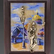 Бронзовая картина «Парень с розой. Набережная. Мост» — оригинальный подарок — фотография 5