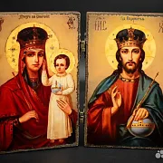 Складень деревянный. Венчальная пара Богоматерь и — оригинальный подарок — фотография 2
