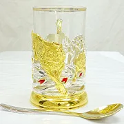 Латунный подстаканник «Охота на волков» — оригинальный подарок — фотография 2