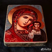 Подарочная казанская икона Божией матери. Дерево, 15*13 — фотография 3