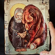 Подарочная икона " Серафим Саровский" Старение — фотография 2
