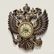 Часы с гербом РФ, резные из массива ясеня — необычный подарок — фотография 6