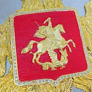 Плакетка «Герб России» из латуни и дерева — необычный подарок — фотография 4